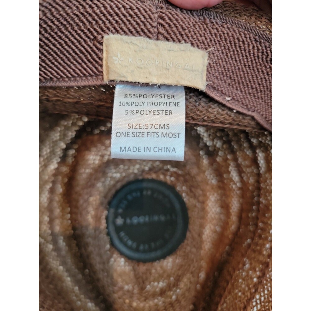 Men's KOORINGAL Straw Fedora Hat One Size Brown Beige - Picture 6 of 8